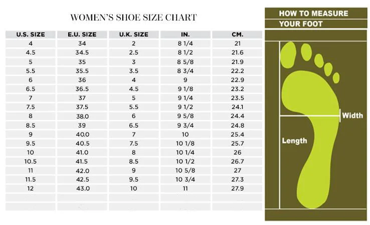 Women's Footwear sizes – Help Centre Home